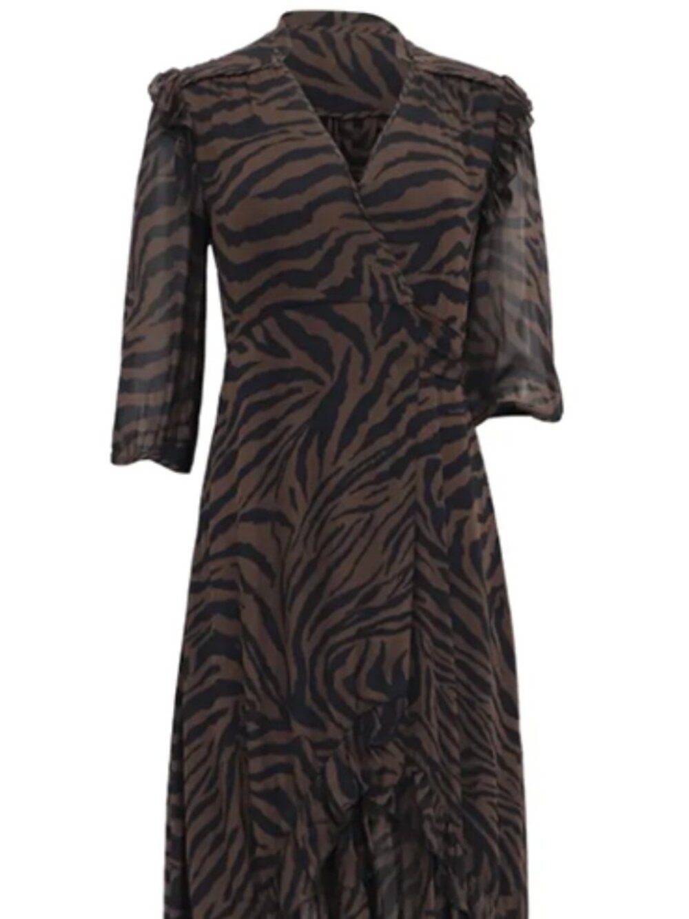 BA&SH zebra-print wrap maxi dress - brown & black - Picture 3 of 4